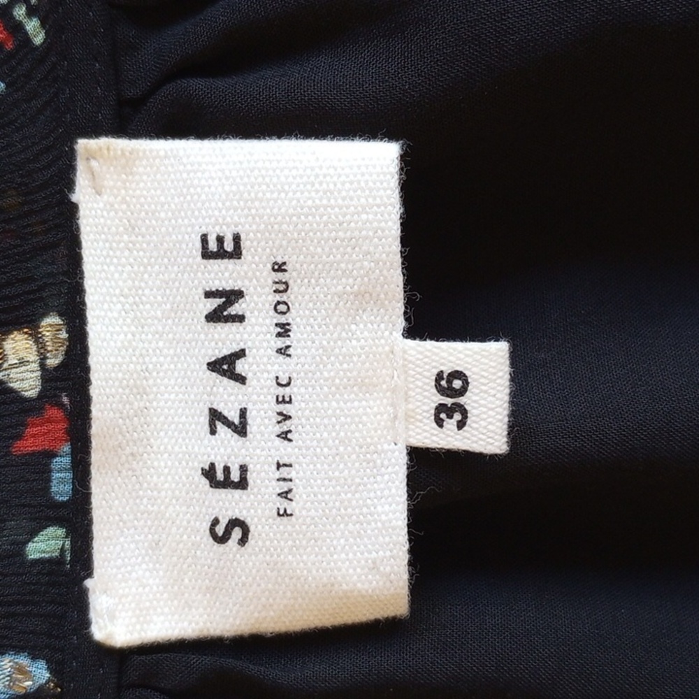 Sezane Josephine Floral Silk Chiffon Mini Dress 36 4 Black Metallic - Picture 5 of 8